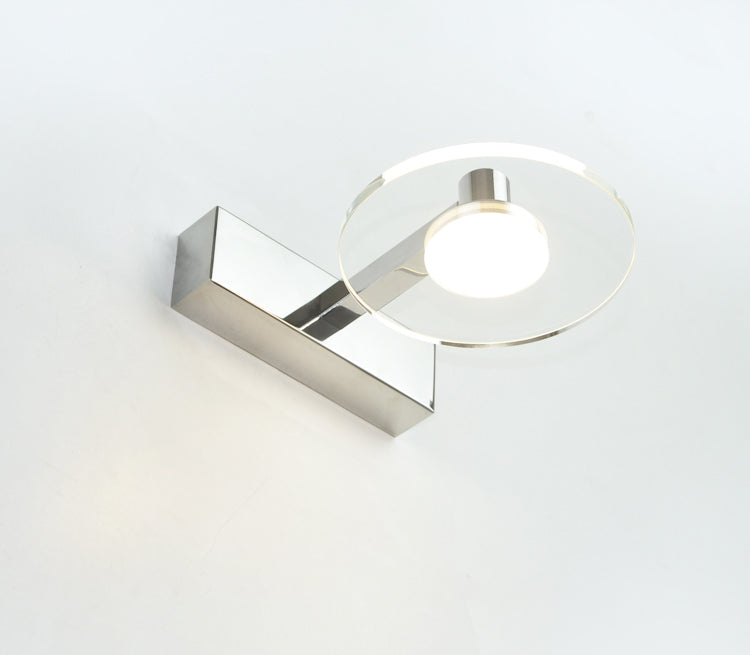 Translucent Crystal Vanity Light Sconce 1 Light Circle Vanity Vanity Lamp for Bathroom