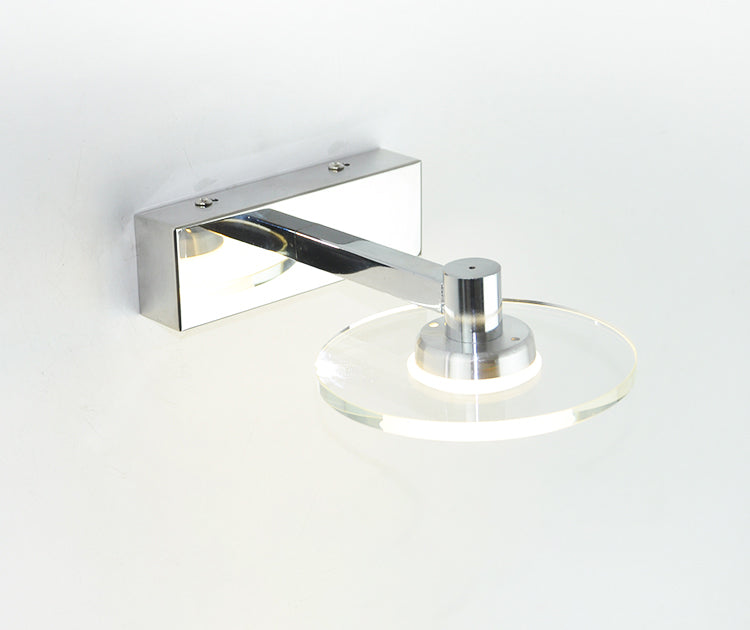 Translucent Crystal Vanity Light Sconce 1 Light Circle Vanity Vanity Lamp for Bathroom
