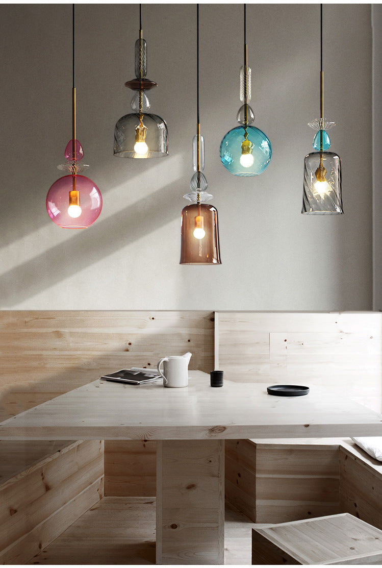 Ultra-Moderne Simplicity Candy Hanging Deckenleuchte Glasfederung Anhänger Licht für das Restaurant