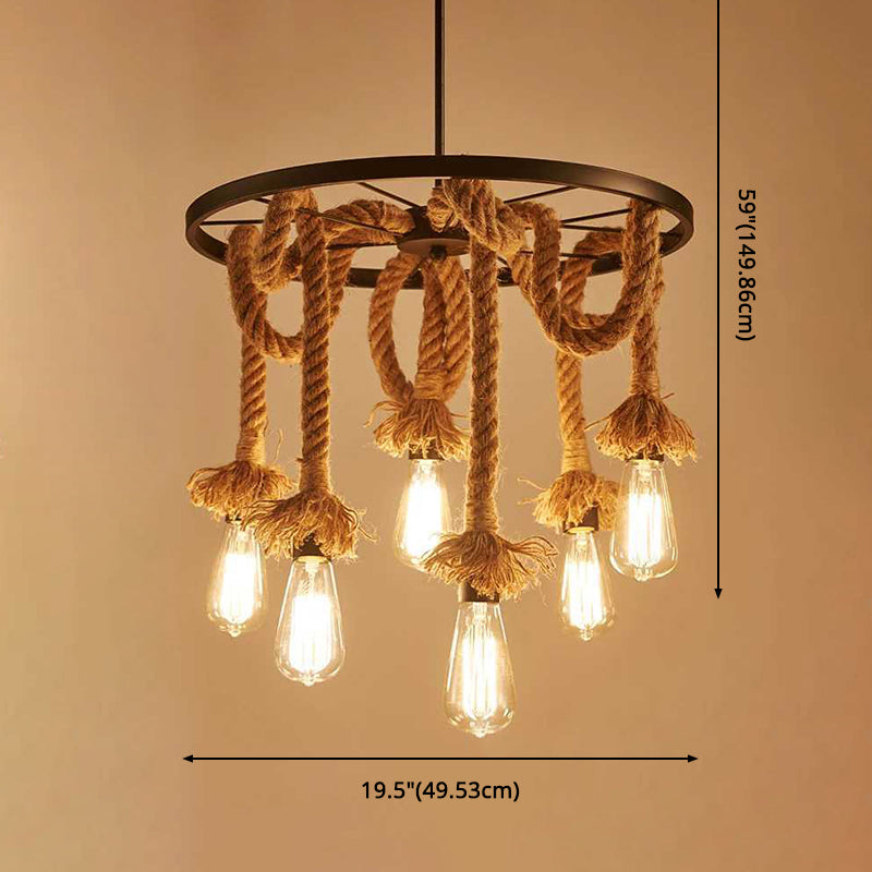 Retro Industrial Style Exposed Bulb Suspended Lighting Fixture Metal Hanging Ceiling Fixture for Restaurant