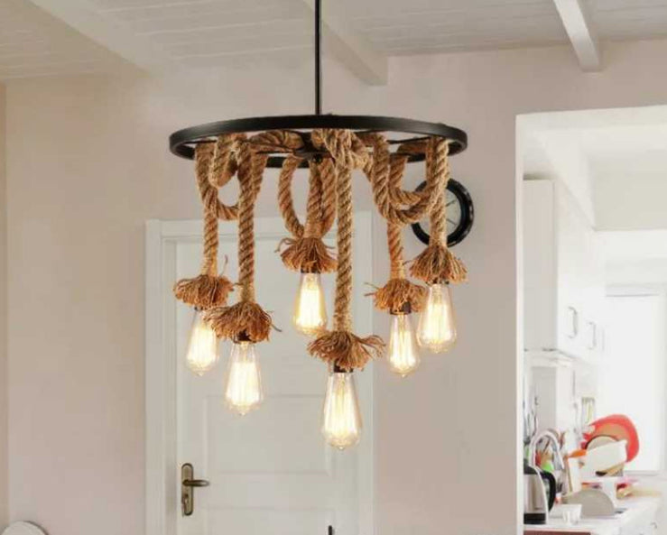 Retro Industrial Style Exposed Bulb Suspended Lighting Fixture Metal Hanging Ceiling Fixture for Restaurant