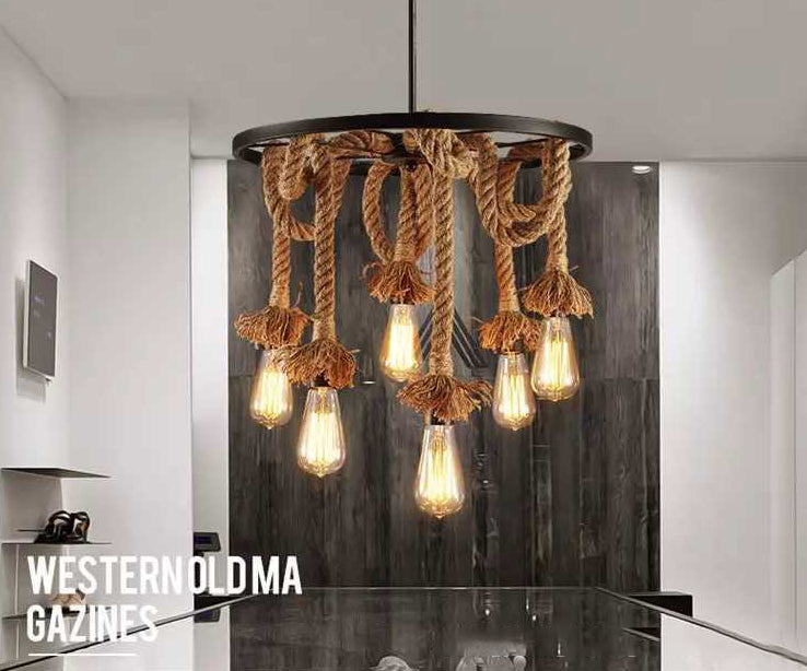 Retro Industrial Style Exposed Bulb Suspended Lighting Fixture Metal Hanging Ceiling Fixture for Restaurant
