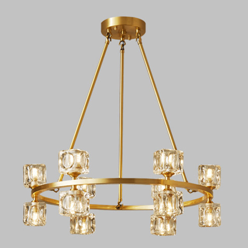 Postmodern Cycle Chandelier Crystal Pendant Ceiling Lights with Hanging Cord for Living Room