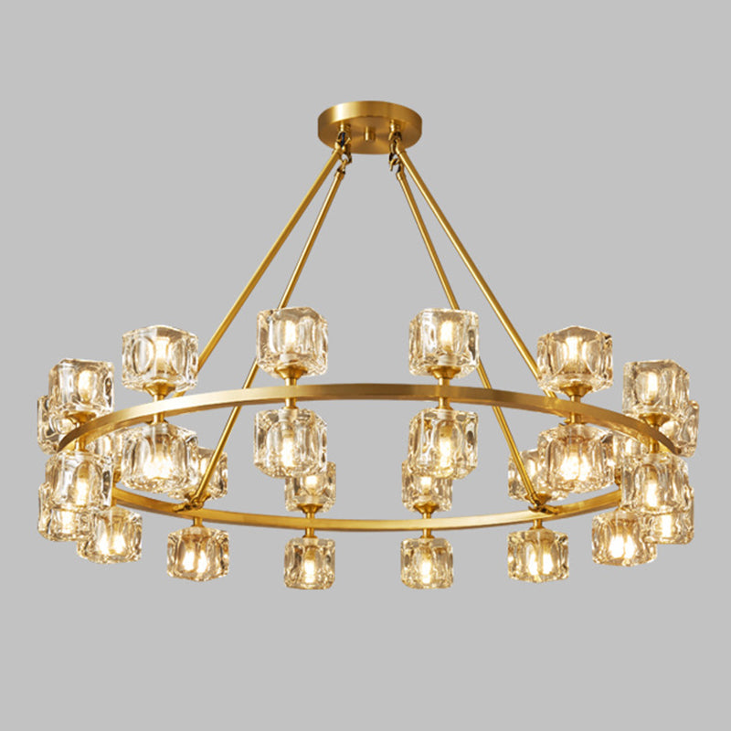 Postmodern Cycle Chandelier Crystal Pendant Ceiling Lights with Hanging Cord for Living Room