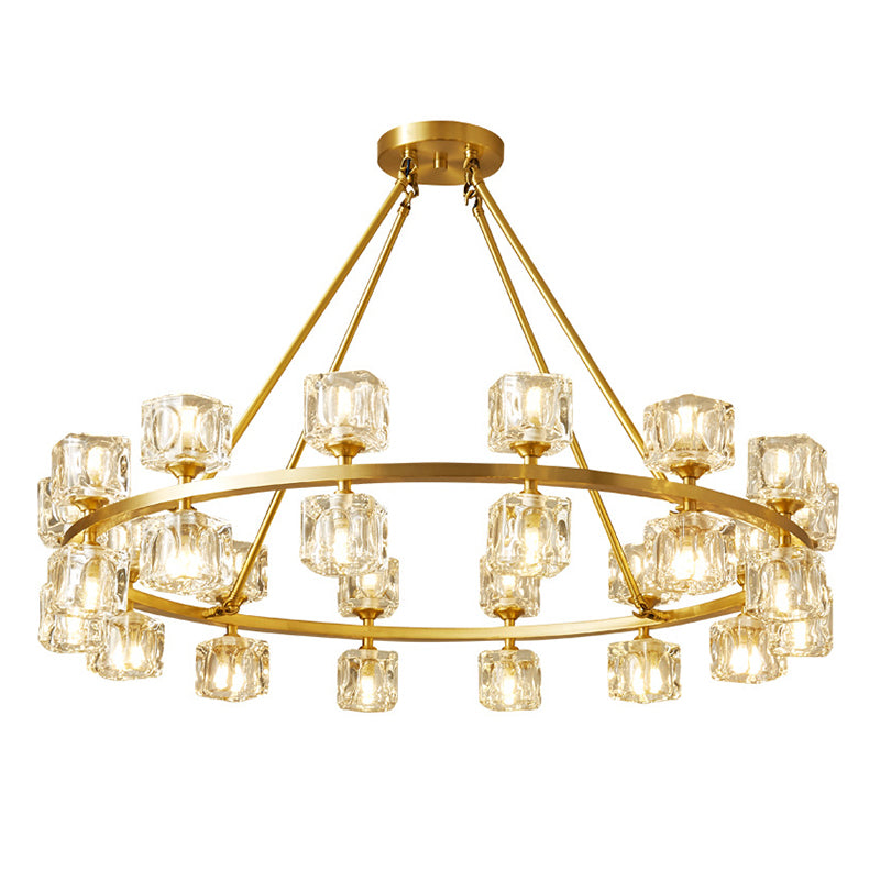 Postmodern Cycle Chandelier Crystal Pendant Ceiling Lights with Hanging Cord for Living Room