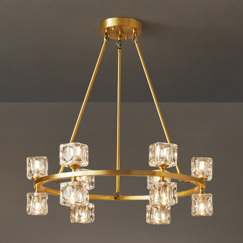 Postmodern Cycle Chandelier Crystal Pendant Ceiling Lights with Hanging Cord for Living Room