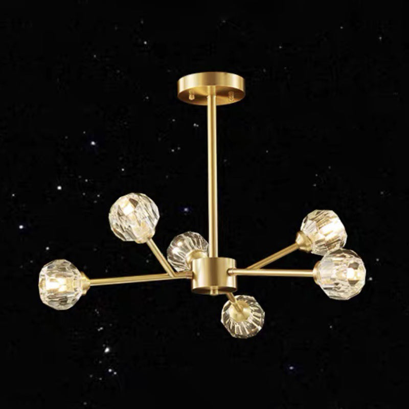 Ultra-modern Sputnik Hanging Chandelier Crystal Suspension Lighting with Hanging Cord for Living Room