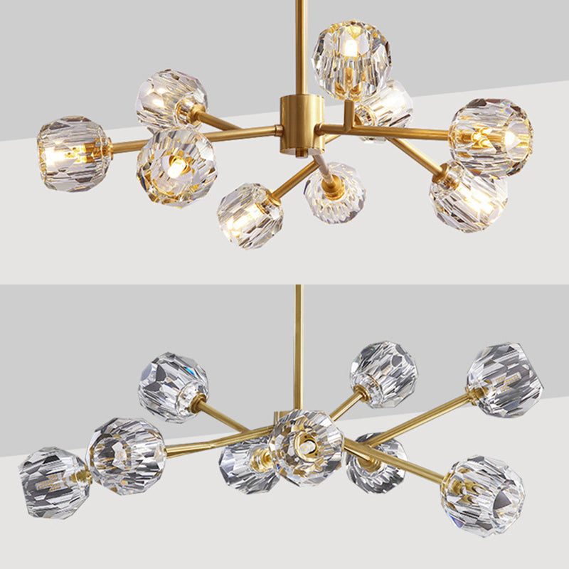 Ultra-modern Sputnik Hanging Chandelier Crystal Suspension Lighting with Hanging Cord for Living Room
