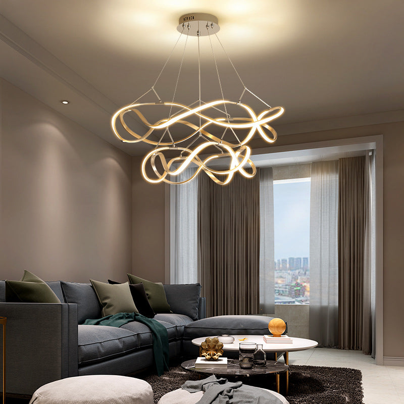 Postmodern Minimalist Twisting Chandelier Lamp Acrylic Hanging Pendant Lights for Restaurant
