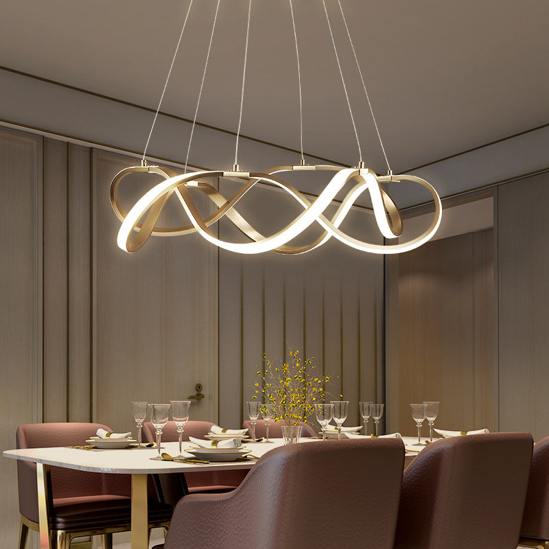 Postmodern Minimalist Twisting Chandelier Lamp Acrylic Hanging Pendant Lights for Restaurant