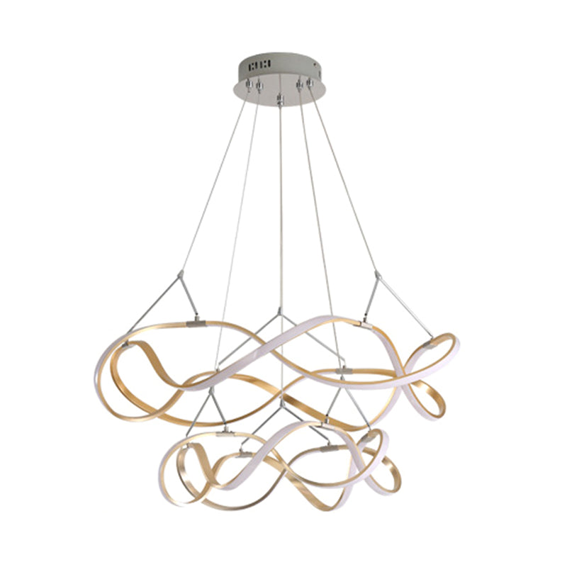 Postmodern Minimalist Twisting Chandelier Lamp Acrylic Hanging Pendant Lights for Restaurant