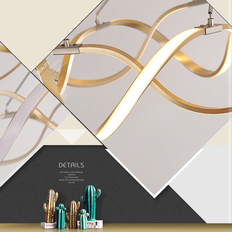 Postmodern Minimalist Twisting Chandelier Lamp Acrylic Hanging Pendant Lights for Restaurant