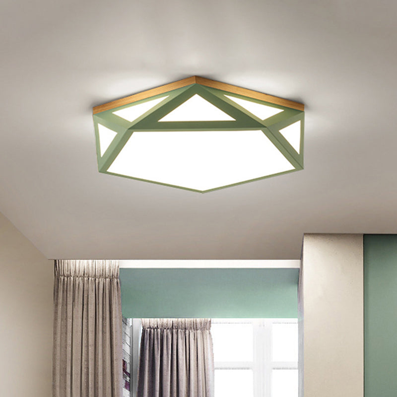Modern Geometric Acrylic Flush Light 16.5"/20.5" W LED Gray/Green/White Ceiling Flush Mount for Bedroom, Warm/White/Natural/3 Color Light
