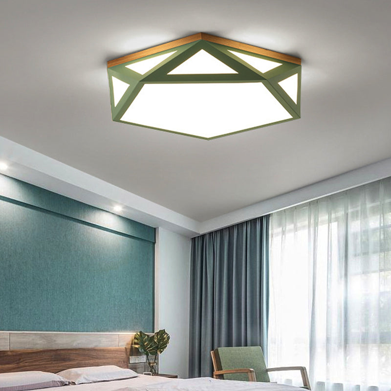 Modern Geometric Acrylic Flush Light 16.5"/20.5" W LED Gray/Green/White Ceiling Flush Mount for Bedroom, Warm/White/Natural/3 Color Light