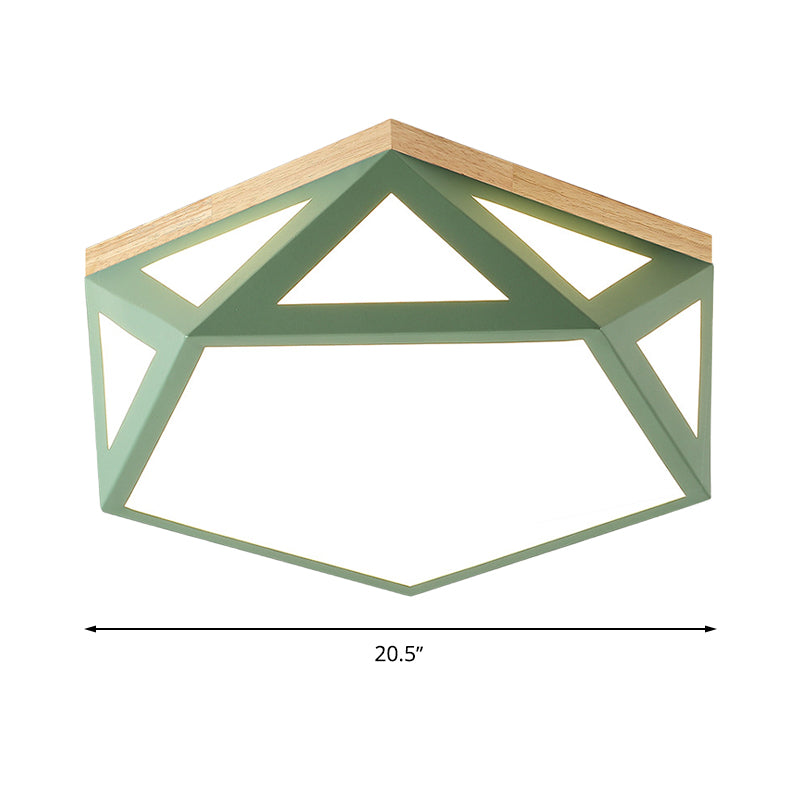 Modern Geometric Acrylic Flush Light 16.5"/20.5" W LED Gray/Green/White Ceiling Flush Mount for Bedroom, Warm/White/Natural/3 Color Light