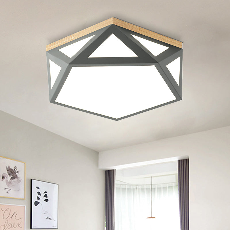 Modern Geometric Acrylic Flush Light 16.5"/20.5" W LED Gray/Green/White Ceiling Flush Mount for Bedroom, Warm/White/Natural/3 Color Light
