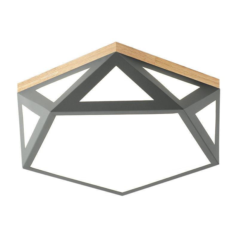 Modern Geometric Acrylic Flush Light 16.5"/20.5" W LED Gray/Green/White Ceiling Flush Mount for Bedroom, Warm/White/Natural/3 Color Light