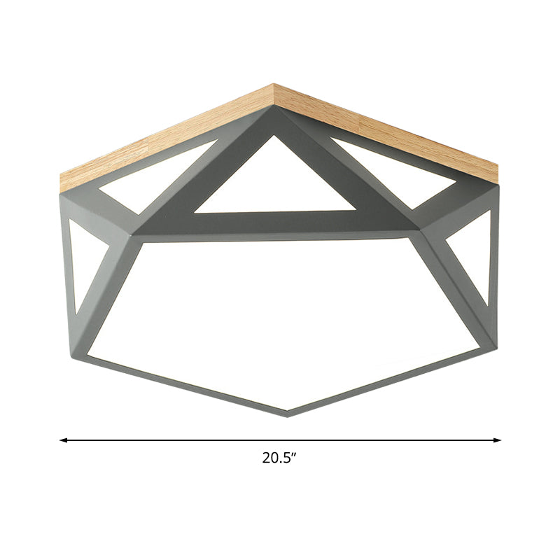 Modern Geometric Acrylic Flush Light 16.5"/20.5" W LED Gray/Green/White Ceiling Flush Mount for Bedroom, Warm/White/Natural/3 Color Light