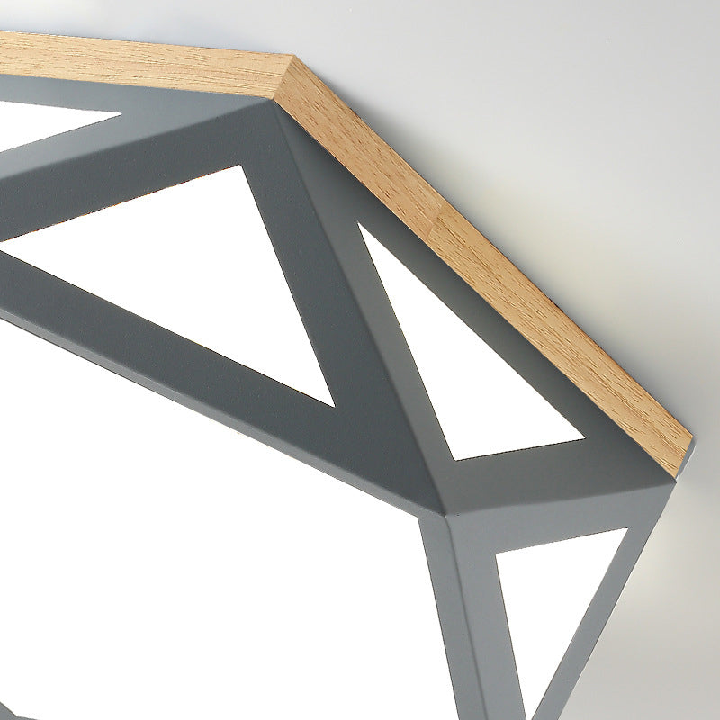 Modern Geometric Acrylic Flush Light 16.5"/20.5" W LED Gray/Green/White Ceiling Flush Mount for Bedroom, Warm/White/Natural/3 Color Light