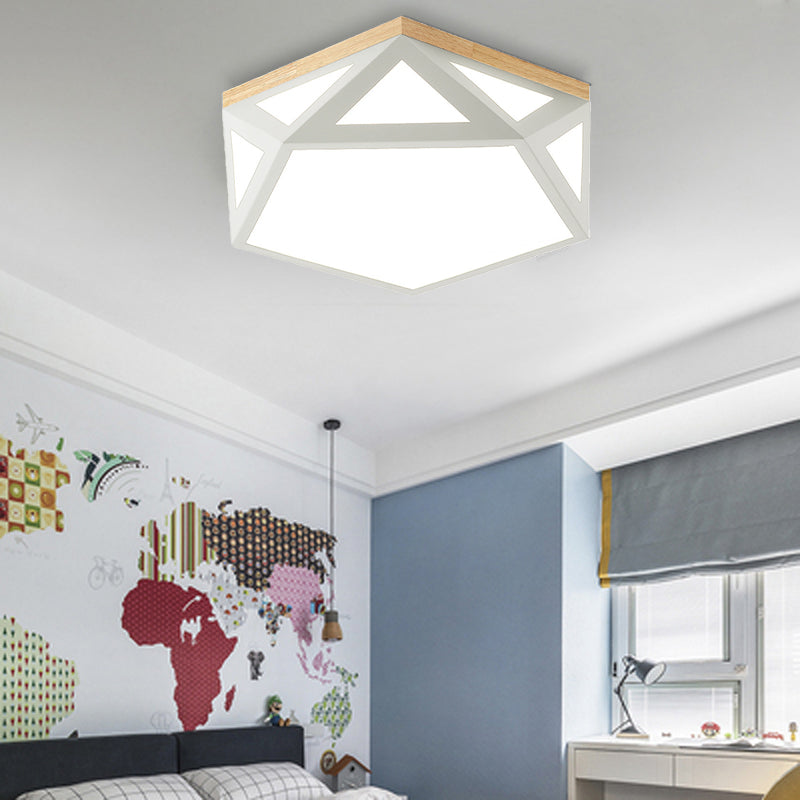 Modern Geometric Acrylic Flush Light 16.5"/20.5" W LED Gray/Green/White Ceiling Flush Mount for Bedroom, Warm/White/Natural/3 Color Light
