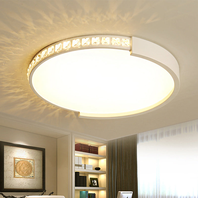 16.5"/20.5"/24.5" Dia Round Crystal Ceiling Lamp Simple White LED Flush Mount in Warm/White Light