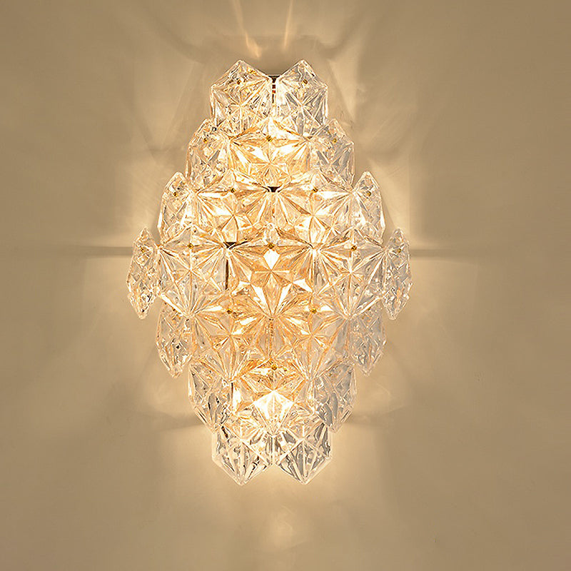 Rhombus Clear Crystal Sconce Light Modern Stylish 4-Light Flush Wall Mounted Lamp