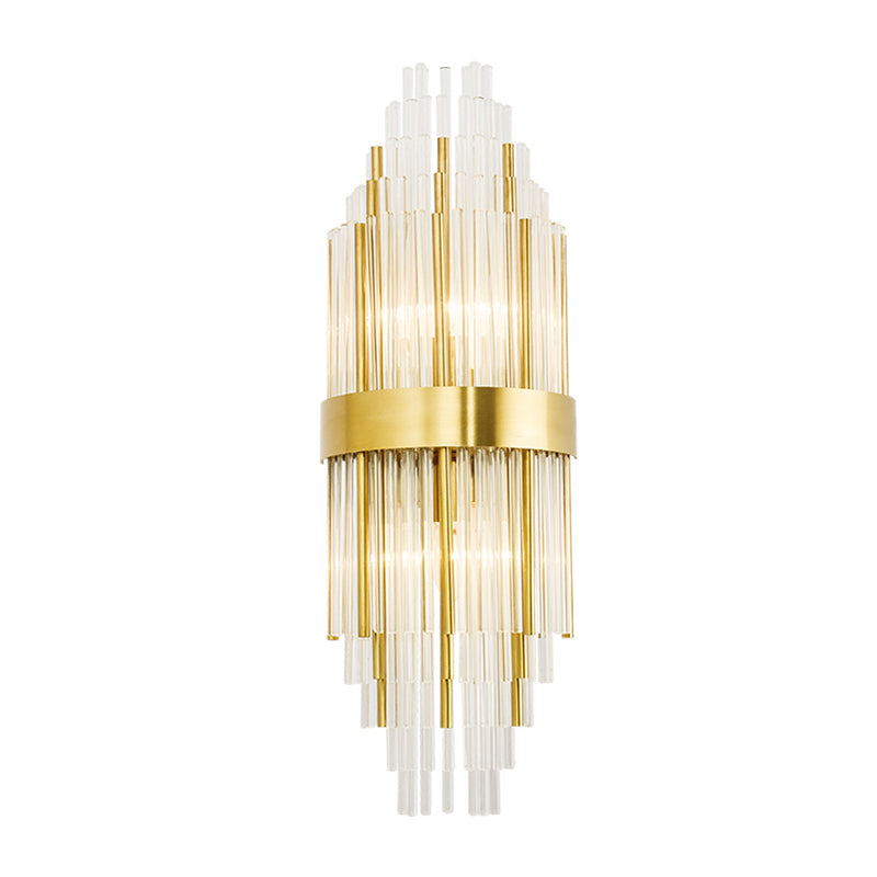 Modern Layered Sconce Light 2 Lights Crystal Wall Mounted Lamp in Gold for Living Room