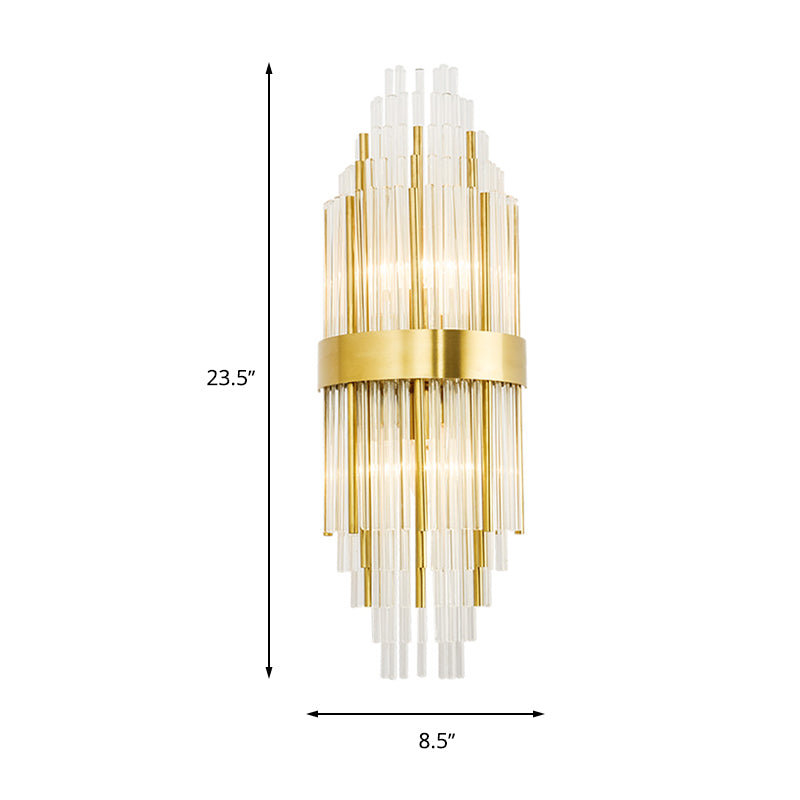 Modern Layered Sconce Light 2 Lights Crystal Wall Mounted Lamp in Gold for Living Room