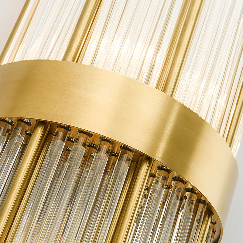 Modern Layered Sconce Light 2 Lights Crystal Wall Mounted Lamp in Gold for Living Room