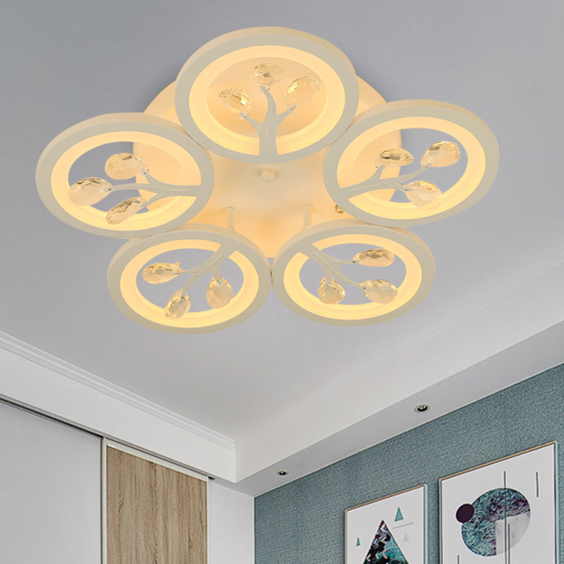 Sputnik Living Room Flush Mount Lamp Simple Acrylic 5/12/15 Lights White Flush Light Fixture in Warm/White/3 Color Light