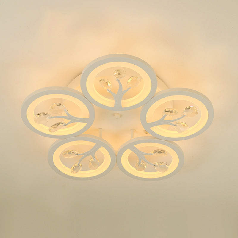 Sputnik Living Room Flush Mount Lamp einfache Acryl 5/12/15 Lichter Weiß Flush Leuchte in Warm/White/3 Farbe Licht