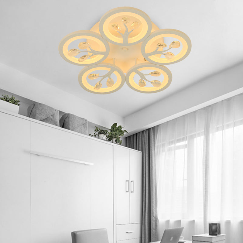 Sputnik Living Room Flush Mount Lamp einfache Acryl 5/12/15 Lichter Weiß Flush Leuchte in Warm/White/3 Farbe Licht