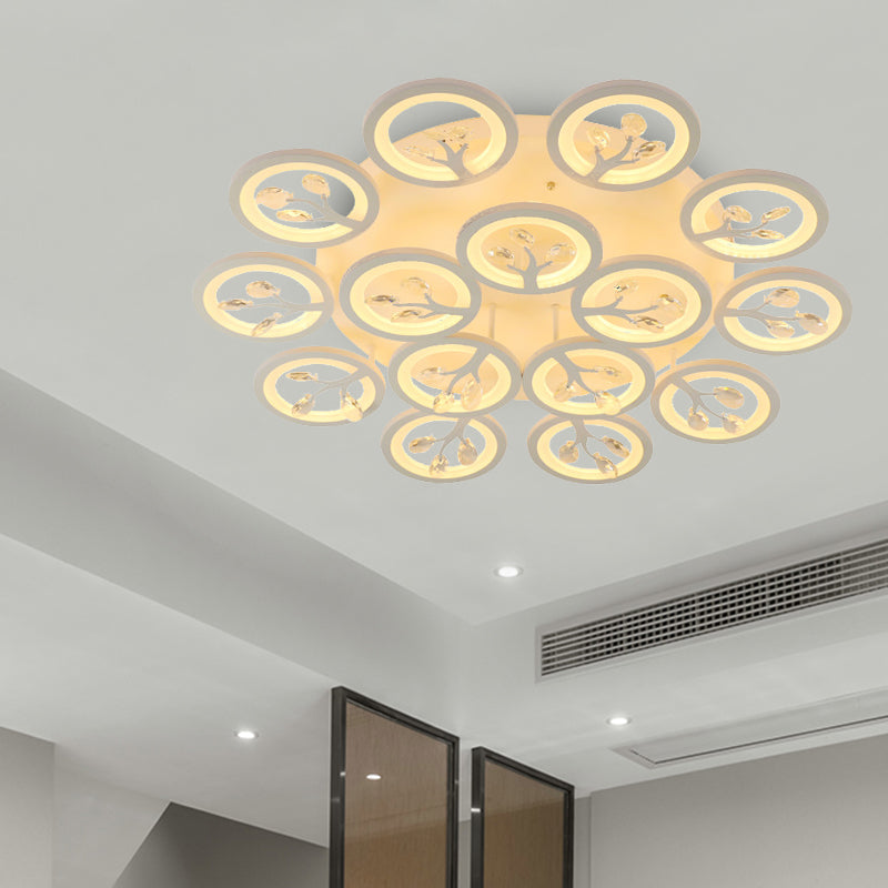 Sputnik Living Room Flush Mount Lamp einfache Acryl 5/12/15 Lichter Weiß Flush Leuchte in Warm/White/3 Farbe Licht