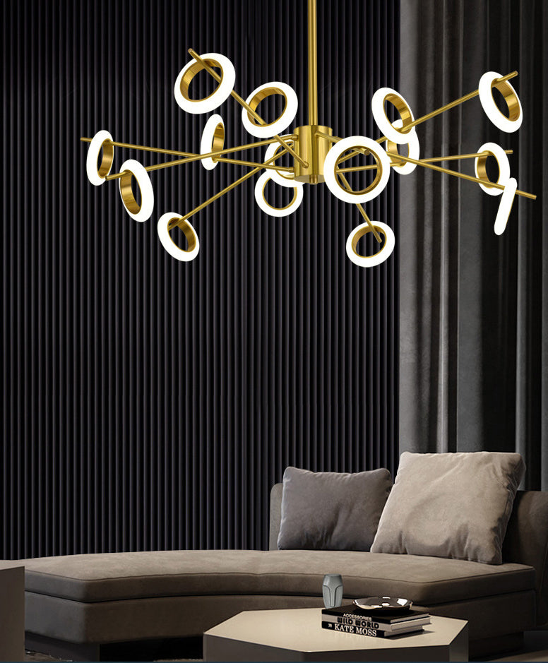 Ultra-modern Multiple Rings Chandelier Lamp Acrylic Suspension Pendant Light for Restaurant