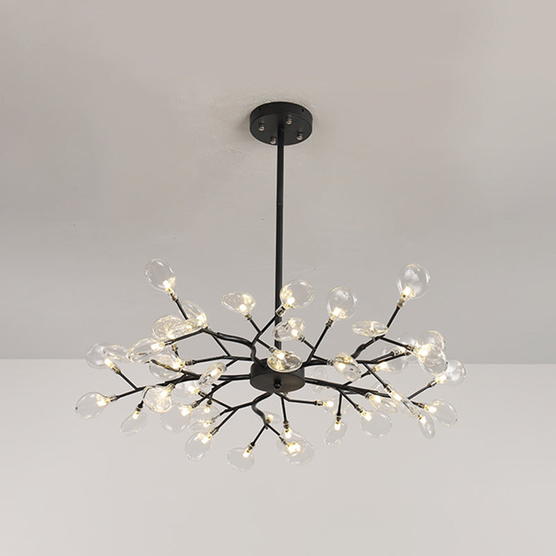 Candelera de lámpara de lámpara colgante posmoderna enchufefirlies lámpara de techo de vidrio para sala de estar