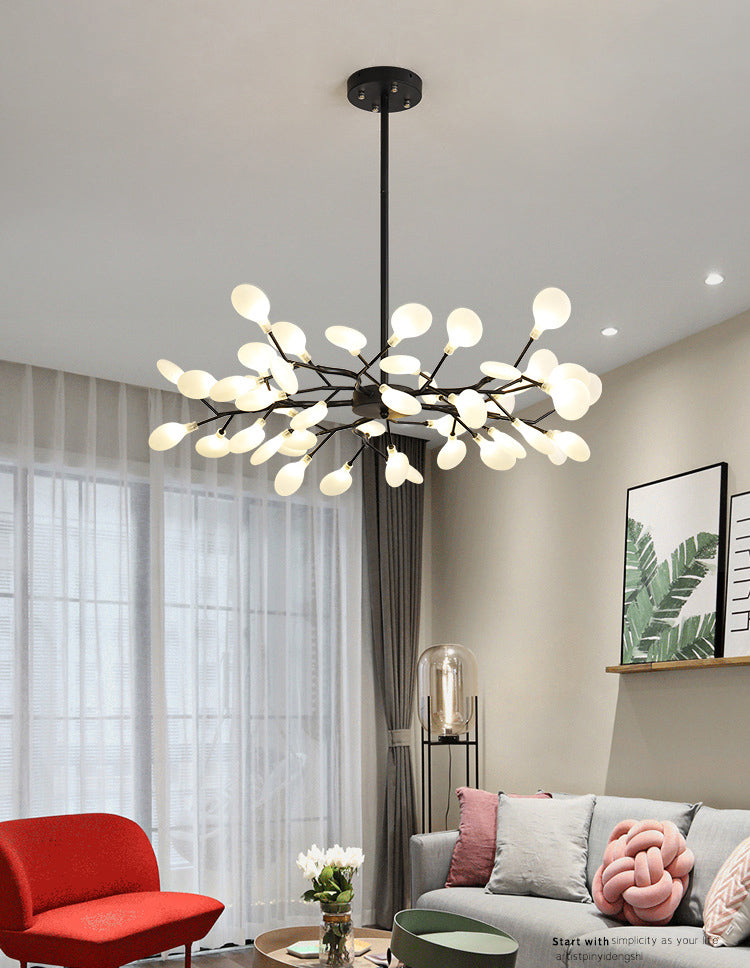 Candelera de lámpara de lámpara colgante posmoderna enchufefirlies lámpara de techo de vidrio para sala de estar