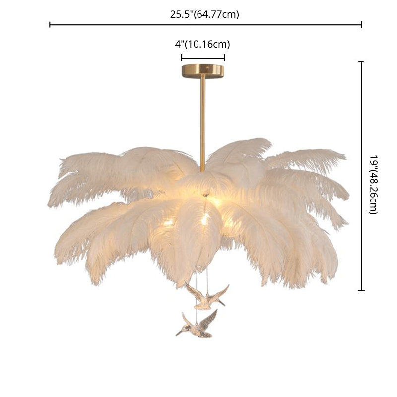 Struisvogel veerplafond kroonluchter modern Noordse creatief wit hangend plafondlicht voor slaapkamer