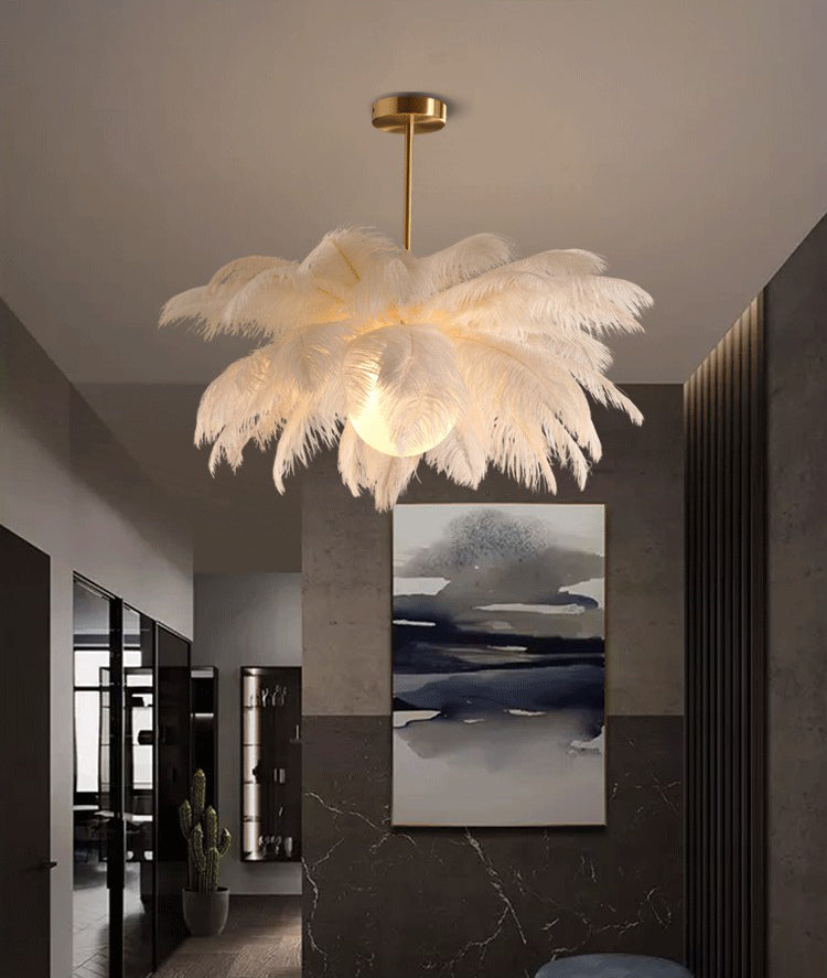 Affaire au plafond de plumes autruche Modern Nordic Creative White Plafond plafond pour chambre à coucher