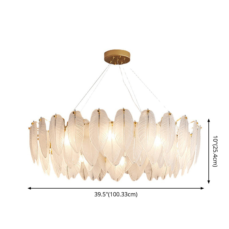 Feather Glass Ceiling Chandelier Modern Creative White Hanging Ceiling Light for Girl Bedroom