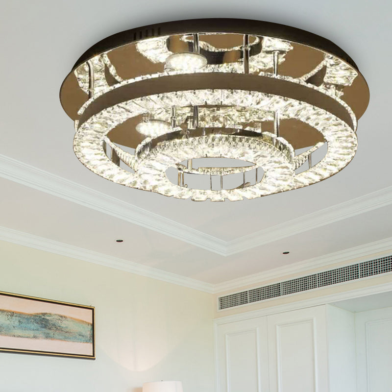 Lámpara empotrada de anillo LED, iluminación empotrada de cristal cromado de estilo moderno para dormitorio, 21,5 "/31,5" de ancho