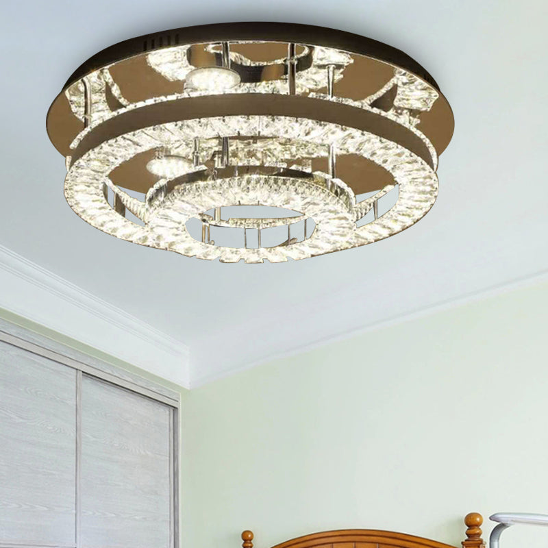 Luminaire encastré à anneau LED de Style moderne, éclairage encastré en cristal chromé pour chambre à coucher, 21.5 "/31.5" de large