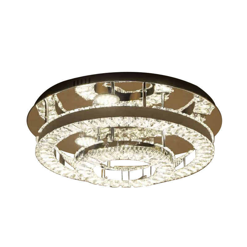 Lámpara empotrada de anillo LED, iluminación empotrada de cristal cromado de estilo moderno para dormitorio, 21,5 "/31,5" de ancho