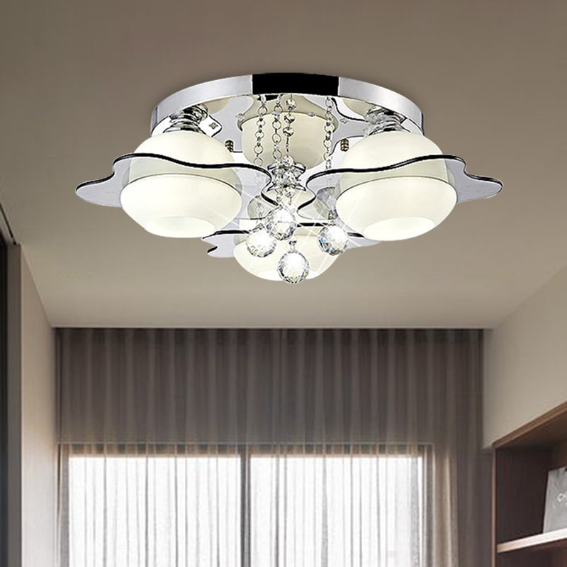 Flower Ceiling Light Modern Crystal Ball 3/5/7 Heads Gray Flush Mounted Light in Warm/White Light