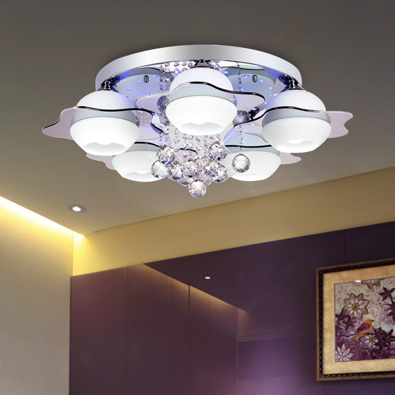 Flower Ceiling Light Modern Crystal Ball 3/5/7 Heads Gray Flush Mounted Light in Warm/White Light
