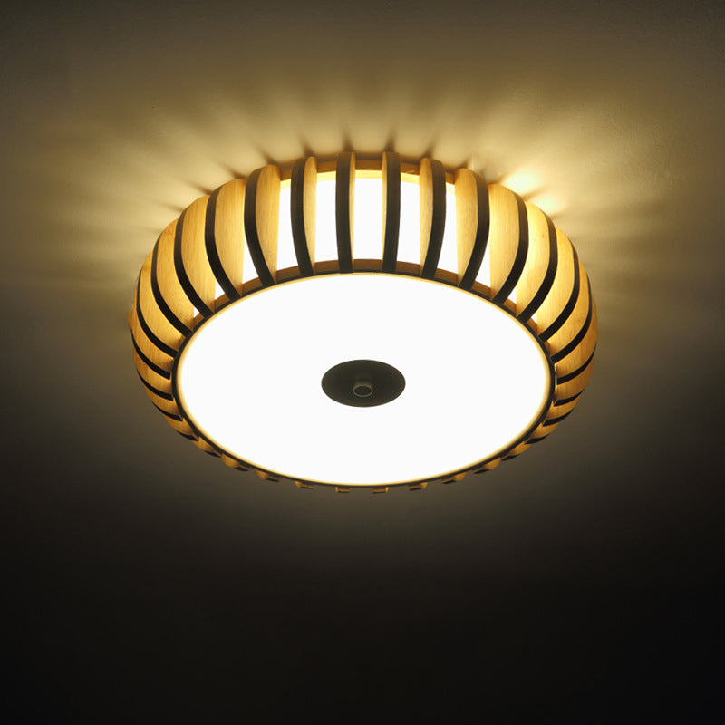 17 "/21" Ancho Donut Monte Tradicional Bambú 3 Bulbos Techo De Madera Monte Chandelier