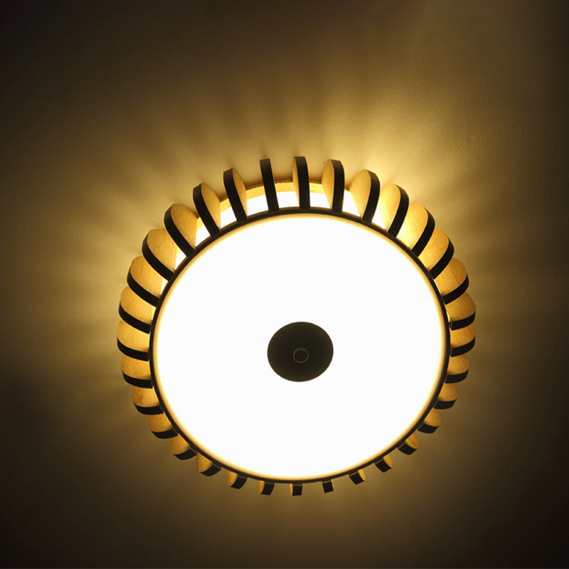 17 "/21" Ancho Donut Monte Tradicional Bambú 3 Bulbos Techo De Madera Monte Chandelier