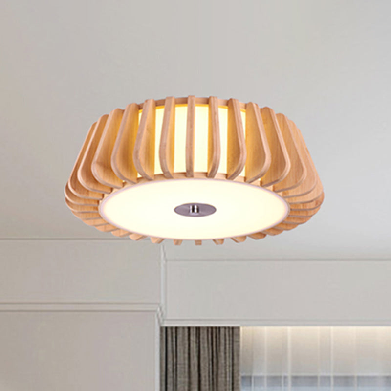 Tapered Flush Light Modernism Bamboo 19.5"/23.5" Wide 1 Bulb Wood Ceiling Mounted Fixture