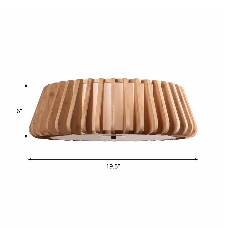 Tapered Flush Light Modernism Bamboo 19.5"/23.5" Wide 1 Bulb Wood Ceiling Mounted Fixture