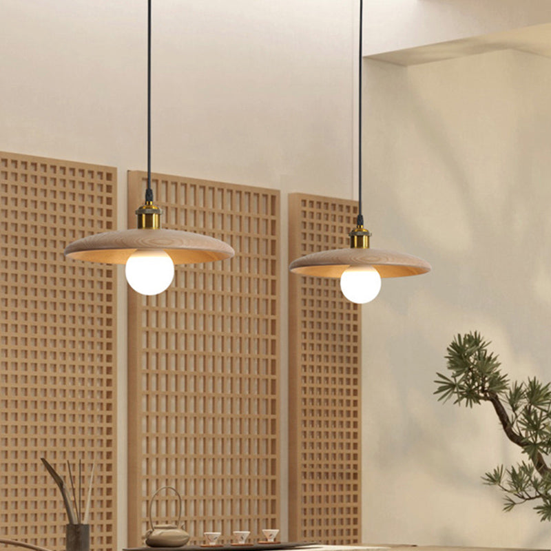 Sala da pranzo a forma di piattino in legno in legno di illuminazione 1 lampadina minimalista sospesa