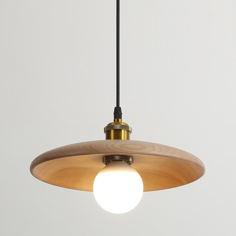 Sala da pranzo a forma di piattino in legno in legno di illuminazione 1 lampadina minimalista sospesa